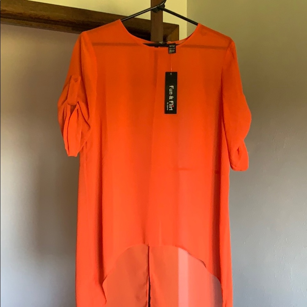 Long orange blouse
